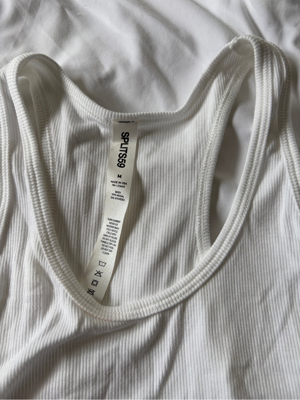 Splits59 White Ribbed Racerback Tank - Picture 2 of 3